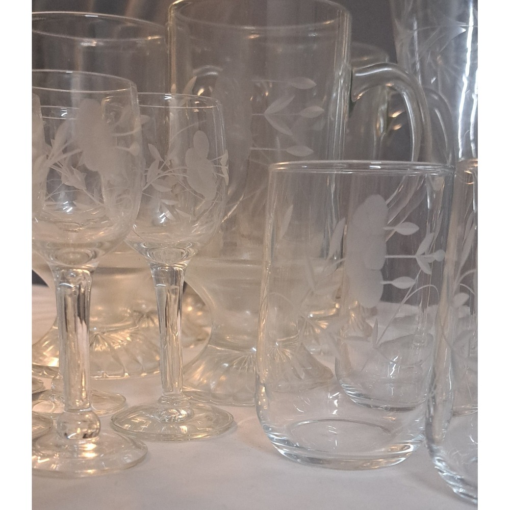 Vintage Princess House Heritage Crystal Irish Coffee Mugs Etched Floral Pattern - Picture 6 of 16